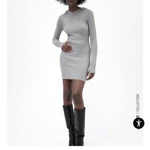 Perfect Zara Grey sweater dress with hood